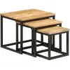 vidaXL Tables basses gigognes 3 pcs bois massif de manguier et fer