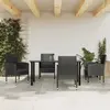 vidaXL Ensemble à manger de jardin 5 pcs noir résine tressée et acier