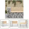 The Living Store - Banc de jardin design gabion 92x71x65,5 cm bois mas...