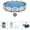 Bestway Rond Steel Pro MAX Zwembad - 366 x 76 cm - Grijs - Inclusief P...