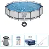 Bestway Rond Steel Pro MAX Zwembad - 366 x 76 cm - Grijs - Inclusief P...