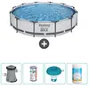 Bestway Rond Steel Pro MAX Zwembad - 366 x 76 cm - Grijs - Inclusief P...