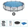 Bestway Rond Steel Pro MAX Zwembad - 366 x 76 cm - Grijs - Inclusief P...