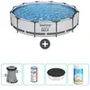 Bestway Rond Steel Pro MAX Zwembad - 366 x 76 cm - Grijs - Inclusief P...