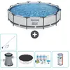 Bestway Rond Steel Pro MAX Zwembad - 366 x 76 cm - Grijs - Inclusief P...