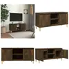 Meuble tv avec pieds en bois solide Chêne fumé 103,5x35x50 cm - meuble tv - meubles tv - Home & Living - Brun