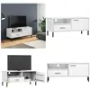 Meuble tv avec pieds en métal Blanc Bois de pin massif oslo - meuble tv - meubles tv - Home & Living - Blanc
