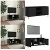 vidaXL Armoire TV avec pieds en bois massif noir 103,5x35x50 cm - Armo...