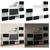 Meuble tv mural 5 pièces avec éclairage led Noir - vitrine murale - vitrines murales - Home & Living - Noir