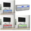 vidaXL Armoire TV avec éclairage LED gris béton 100x35x40 cm - Armoire...