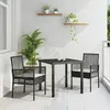 vidaXL Chaises de jardin 2 pcs avec coussins Noir Poly Rattan