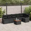 vidaXL Ensemble de canapé de jardin avec coussin 7 pcs Noir polyrotin