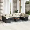 vidaXL Ensemble de canapé de jardin avec coussin 11 pcs Noir polyrotin