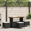 VIDAXL Set De Jardin En 4 Pièces Avec Coussins En Poly Rattan Noir Et Acacia