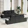 vidaXL Ensemble de canapé de jardin avec coussin 7 pcs Noir polyrotin
