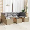 vidaXL Ensemble de canapé de jardin avec coussin 7 pcs Beige polyrotin