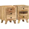 Vidaxl table de chevet 2 pcs 37x32x50 cm bois massif de manguier brut