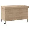 vidaXL Boîte de rangement de jardin et roues résine tressée