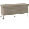 vidaXL Boîte de rangement de jardin et roues gris clair résine tressée
