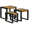 vidaXL Ensemble de 3 tables gigognes en bois massif de manguier