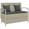 vidaXL Banc de rangement de jardin avec coussin gris clair polyrotin