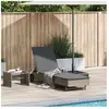 Vidaxl chaise longue avec roues et coussin gris résine tressée