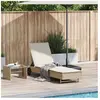 Vidaxl chaise longue avec roues et coussin beige résine tressée
