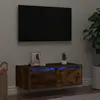Vidaxl - Meuble tv avec lumières led chêne fumé 75x35,5x25 cm