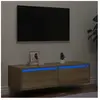vidaXL Vidaxl Meuble Tv Avec Lumières Led Chêne Sonoma 100x35,5x25 Cm