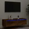 vidaXL Vidaxl Meuble Tv Avec Lumières Led Chêne Fumé 100x35,5x25 Cm