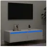 vidaXL Vidaxl Meuble Tv Avec Lumières Led Blanc 100x35,5x25 Cm