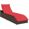 vidaXL Chaise longue pliante coussin rangement marron résine tressée
