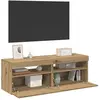 Vidaxl - Meubles tv avec lumières led 2 pcs chêne artisanal