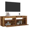 vidaXL Meuble TV avec lumières LED vieux bois bois d'ingénierie