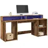 vidaXL Vidaxl Bureau Avec Lumières Led Vieux Bois Bois D'ingénierie