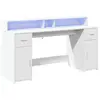 vidaXL Bureau avec lumières LED blanc 160x55x91 cm bois d'ingénierie