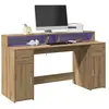 vidaXL Bureau avec lumières LED chêne artisanal bois d'ingénierie