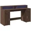 vidaXL Bureau et lumières LED chêne marron bois d'ingénierie