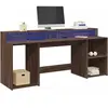 vidaXL vidaXL Bureau et lumières LED chêne marron bois d'ingénierie