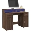 vidaXL Vidaxl Bureau Et Lumières Led Chêne Marron Bois D'ingénierie