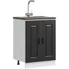 vidaXL Meuble bas pour évier Kalmar noir 60x46x81,5 cm bois ingénierie