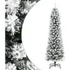 vidaXL Sapin de Noël artificiel mince avec neige floquée 180 cm PVC/PE