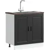 vidaXL Meuble bas pour évier Porto noir 80x46x81,5 cm bois ingénierie