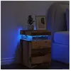 Vidaxl table de chevet et led vieux bois 35x39x55 cm bois d'ingénierie