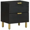 vidaXL Table de chevet noir 40x33x46 cm bois de manguier solide