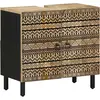 vidaXL Armoire lavabo de salle de bain noir bois massif de manguier