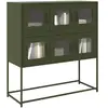 Vidaxl buffet vert olive 100,5x39x107 cm acier laminé à froid