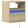 vidaXL Table de chevet murale avec lumières LED chêne sonoma