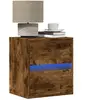 vidaXL Table de chevet murale avec lumières LED chêne fumé