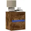 vidaXL Tables de chevet murales avec lumières LED 2 pcs chêne fumé